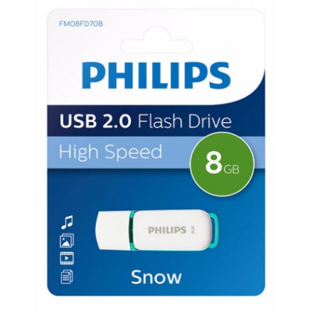 Philips FM08FD70B Snow Edition 2.0 - 8GB USB 2.0 Drive in White | Stylish, Reliable & High-Performance Storage Solution!
